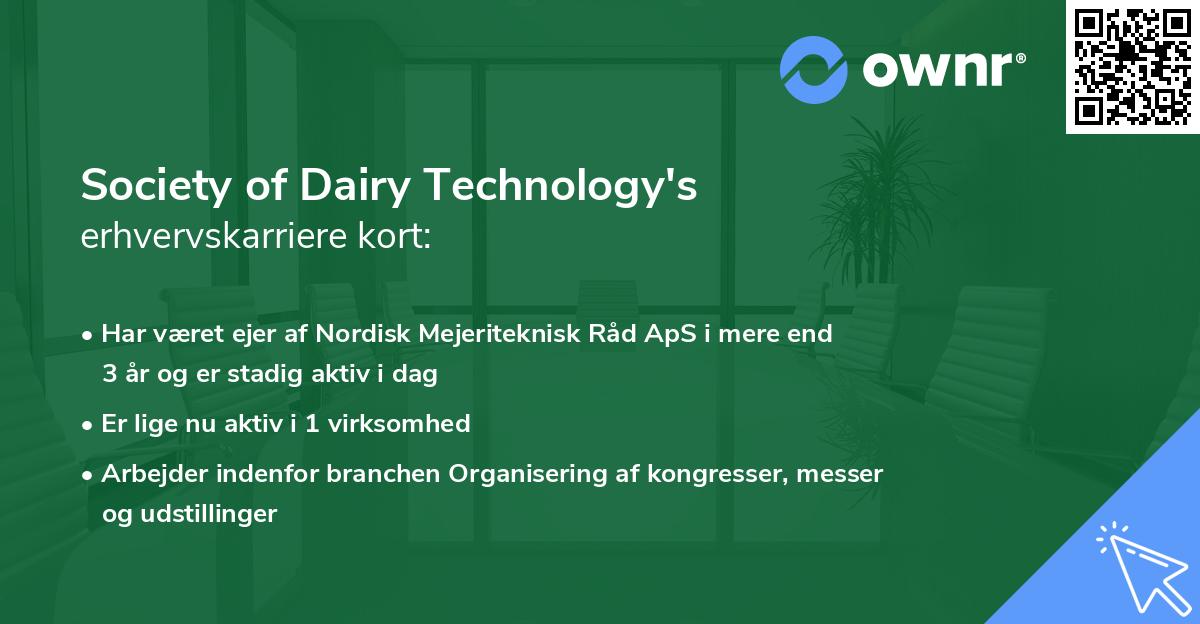 Society of Dairy Technology's erhvervskarriere kort