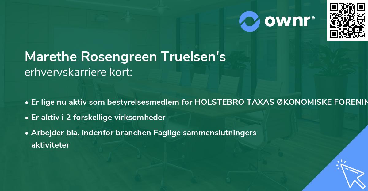 Marethe Rosengreen Truelsen's erhvervskarriere kort