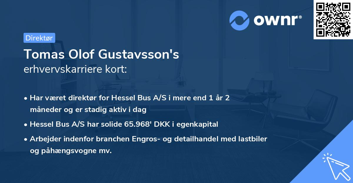 Tomas Olof Gustavsson's erhvervskarriere kort