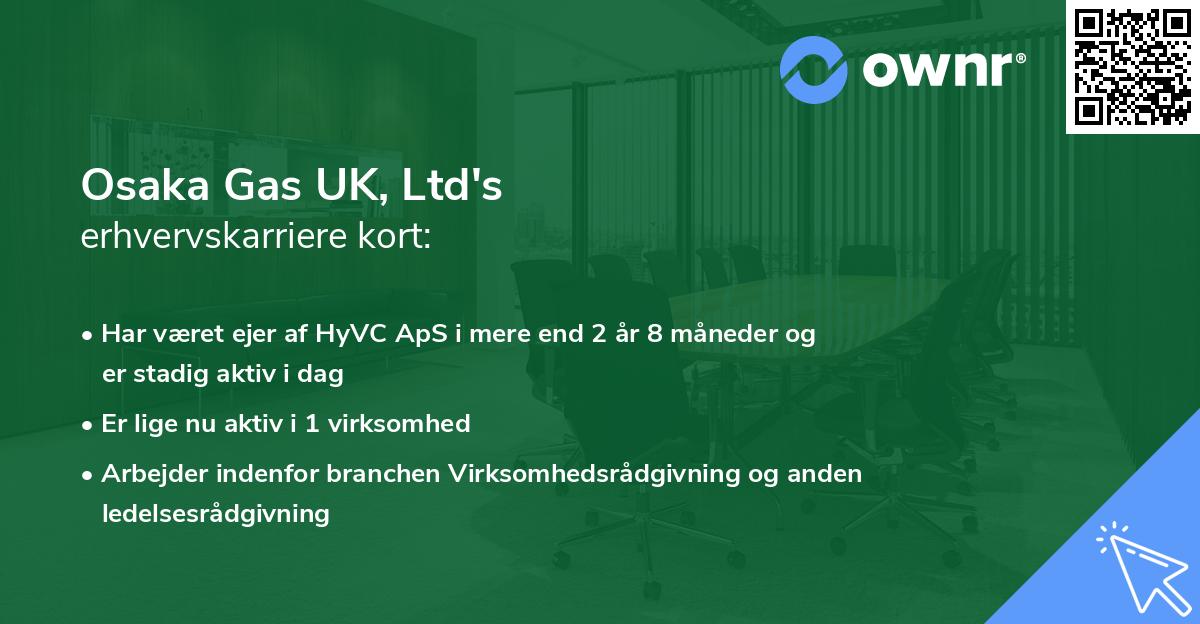 Osaka Gas UK, Ltd's erhvervskarriere kort