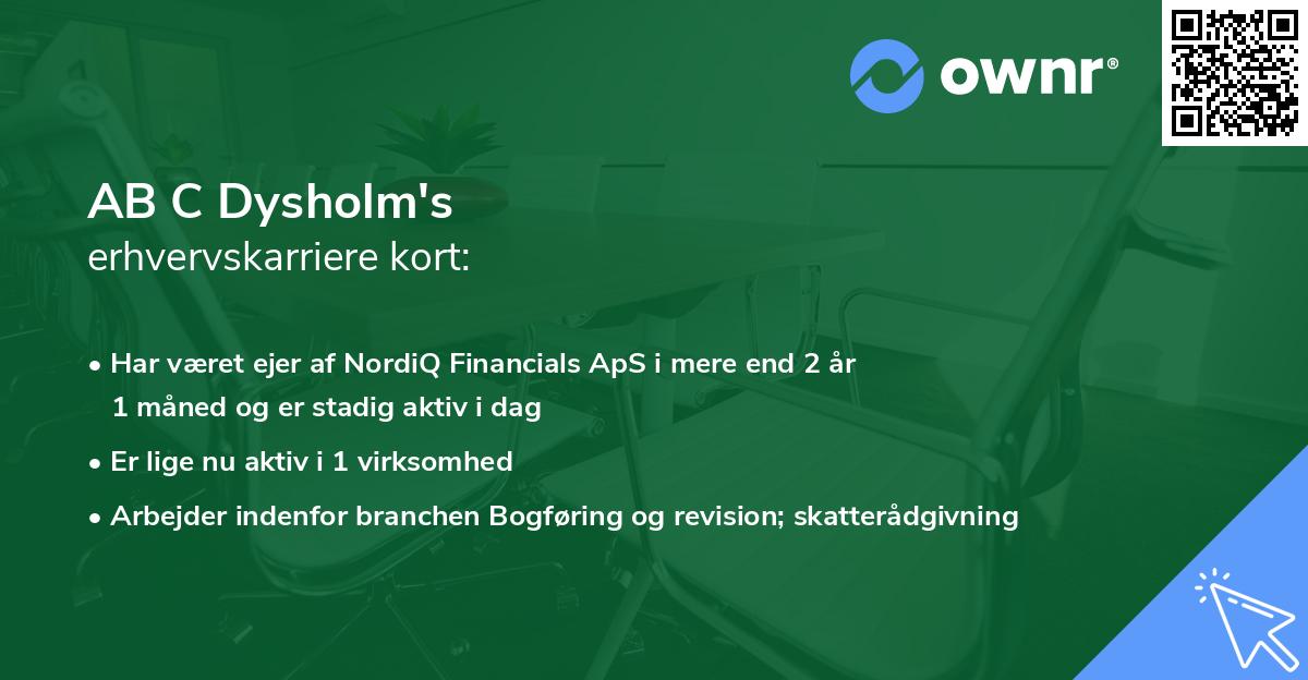 AB C Dysholm's erhvervskarriere kort
