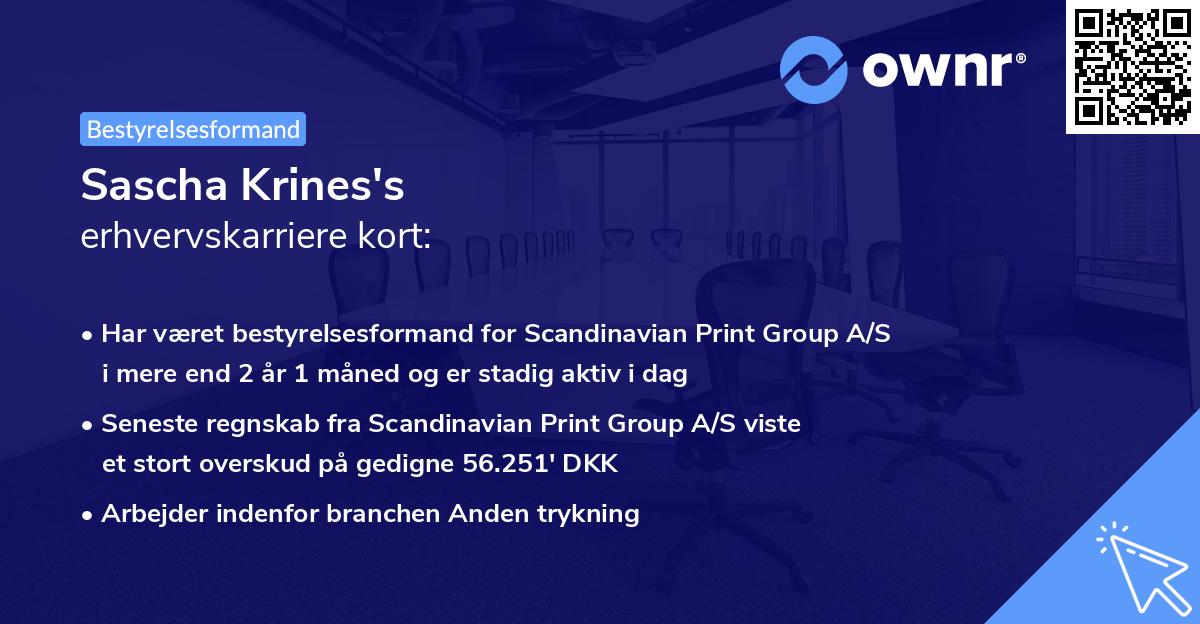 Sascha Krines's erhvervskarriere kort