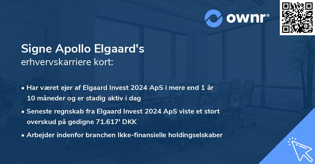 Signe Apollo Elgaard's erhvervskarriere kort
