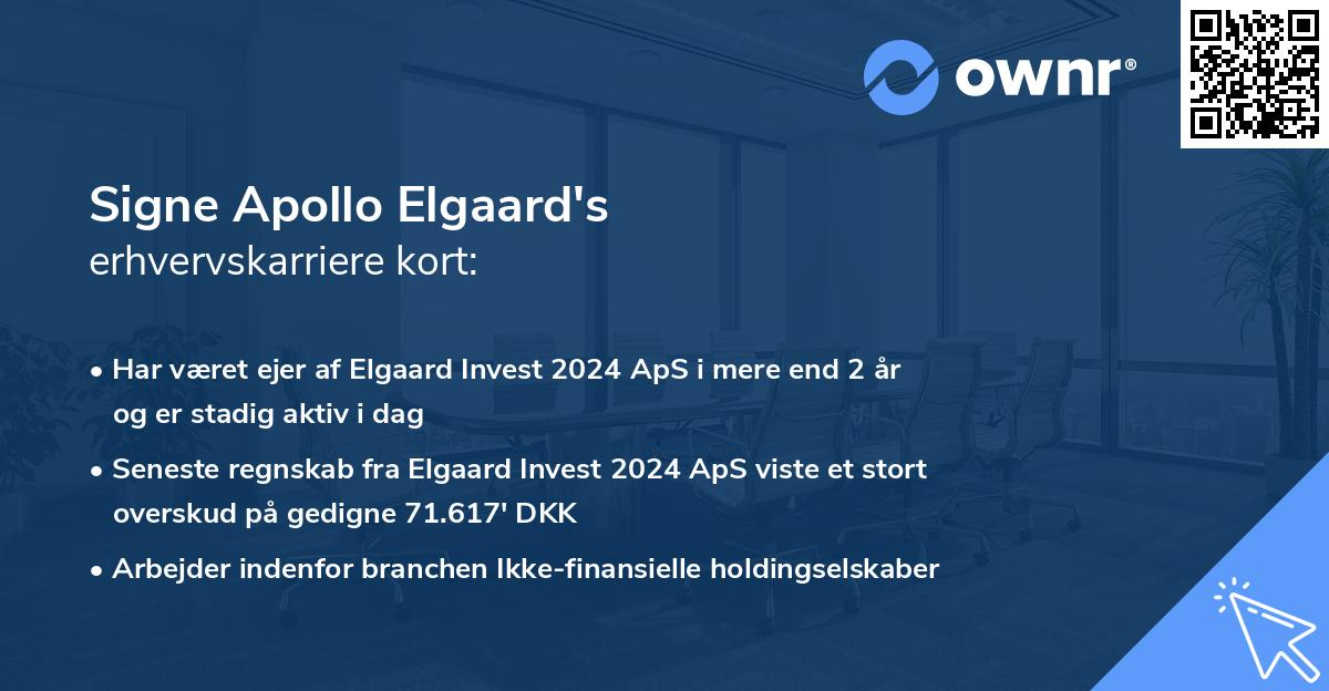 Signe Apollo Elgaard's erhvervskarriere kort