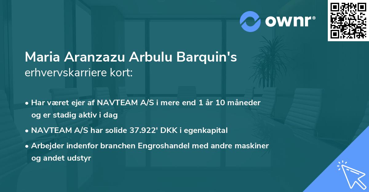 Maria Aranzazu Arbulu Barquin's erhvervskarriere kort