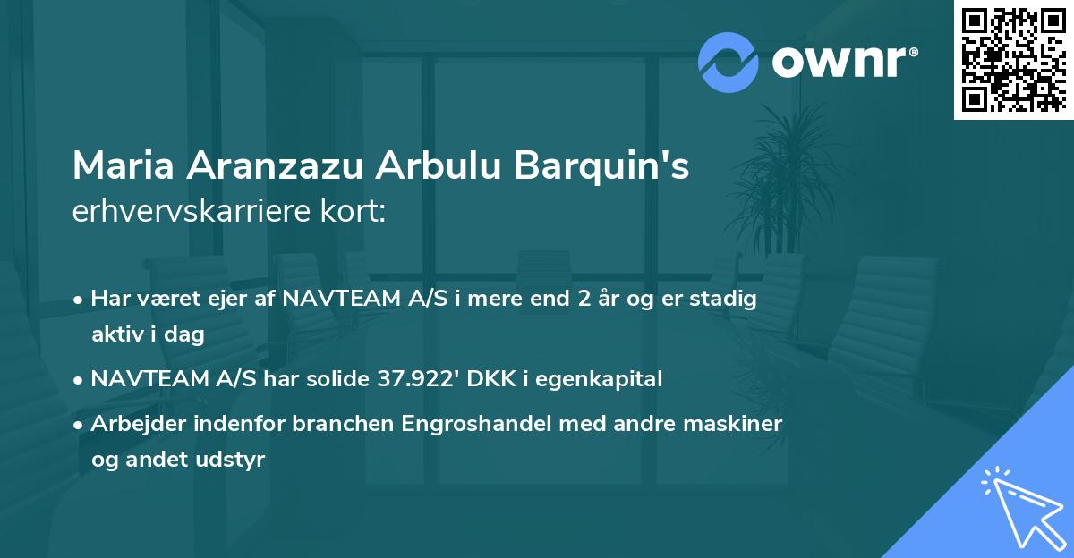 Maria Aranzazu Arbulu Barquin's erhvervskarriere kort
