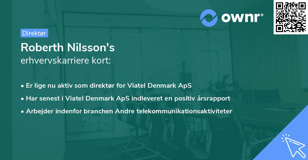 Roberth Nilsson's erhvervskarriere kort