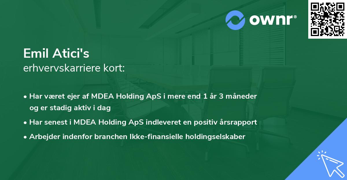 Emil Atici's erhvervskarriere kort