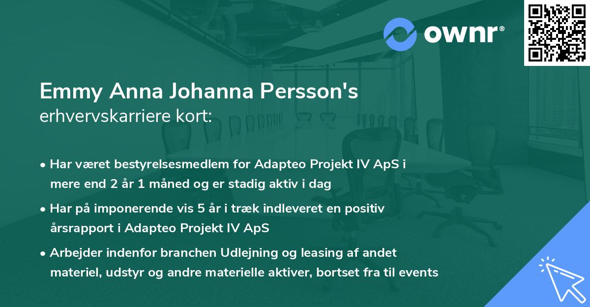 Emmy Anna Johanna Persson's erhvervskarriere kort