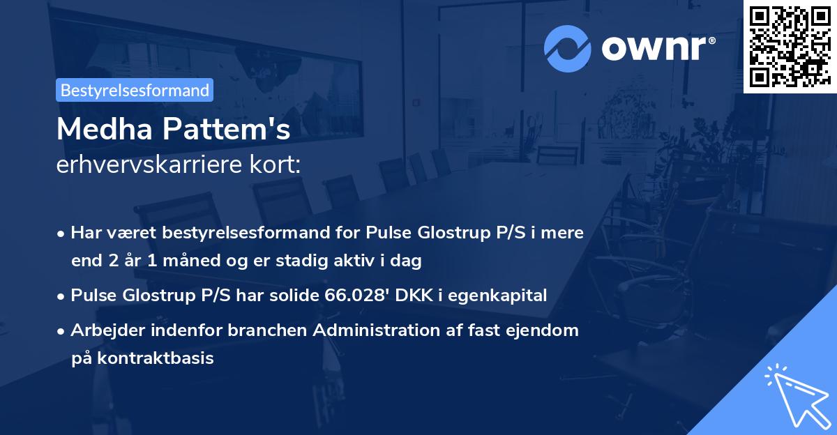 Medha Pattem's erhvervskarriere kort