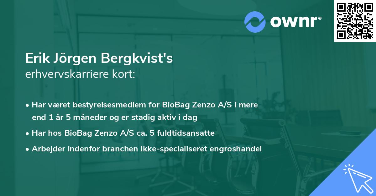 Erik Jörgen Bergkvist's erhvervskarriere kort
