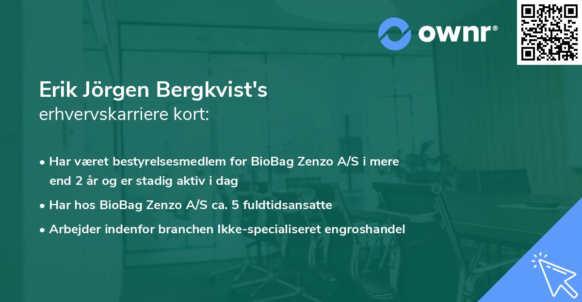 Erik Jörgen Bergkvist's erhvervskarriere kort