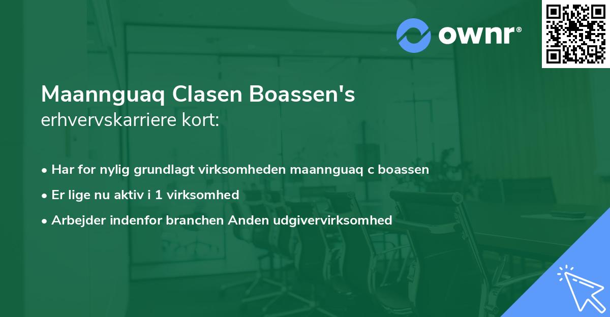 Maannguaq Clasen Boassen's erhvervskarriere kort