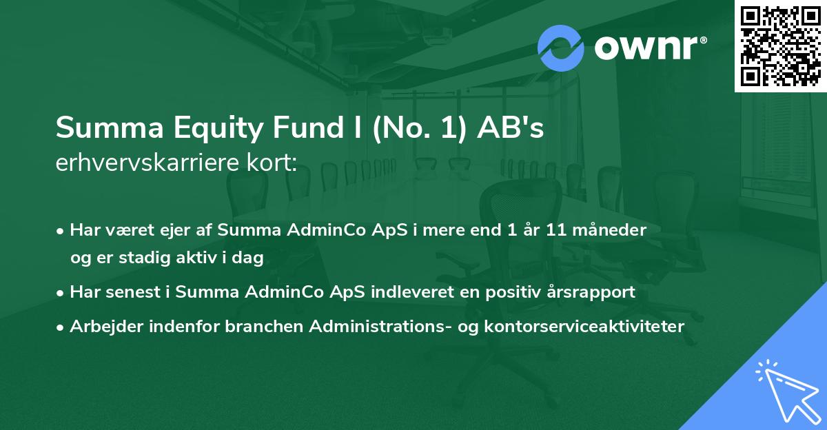 Summa Equity Fund I (No. 1) AB's erhvervskarriere kort