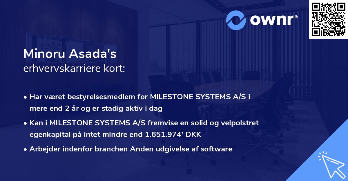 Minoru Asada's erhvervskarriere kort