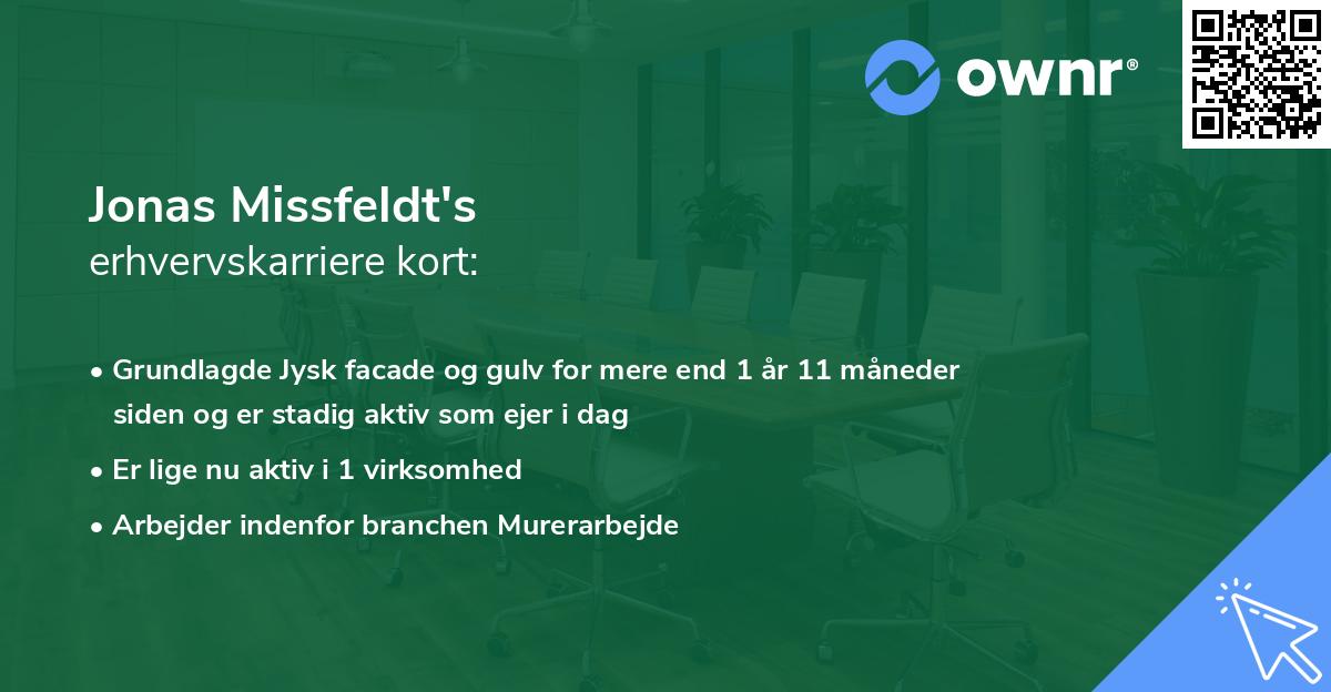 Jonas Missfeldt's erhvervskarriere kort