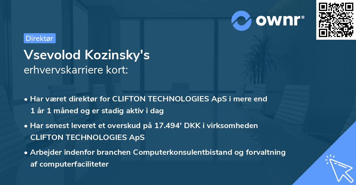 Vsevolod Kozinsky's erhvervskarriere kort