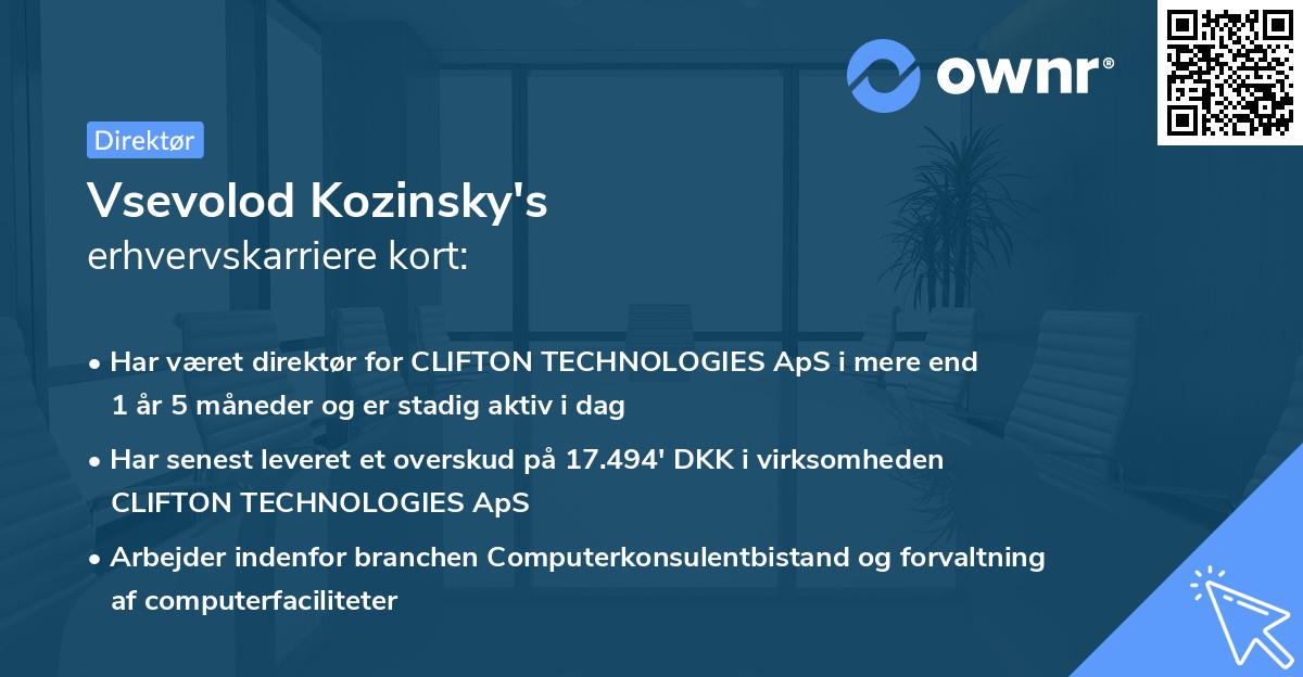 Vsevolod Kozinsky's erhvervskarriere kort