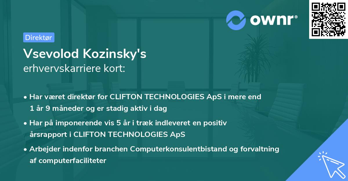 Vsevolod Kozinsky's erhvervskarriere kort