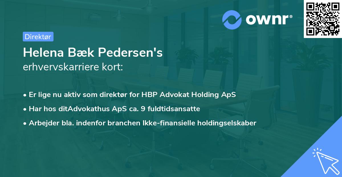 Helena Bæk Pedersen's erhvervskarriere kort