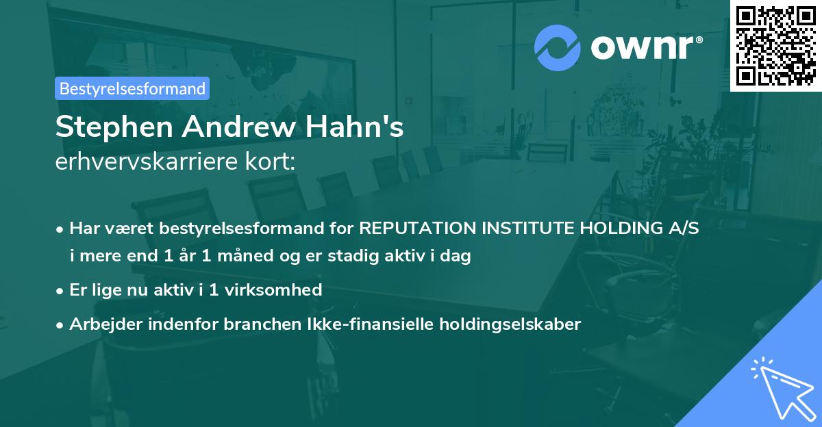 Stephen Andrew Hahn's erhvervskarriere kort