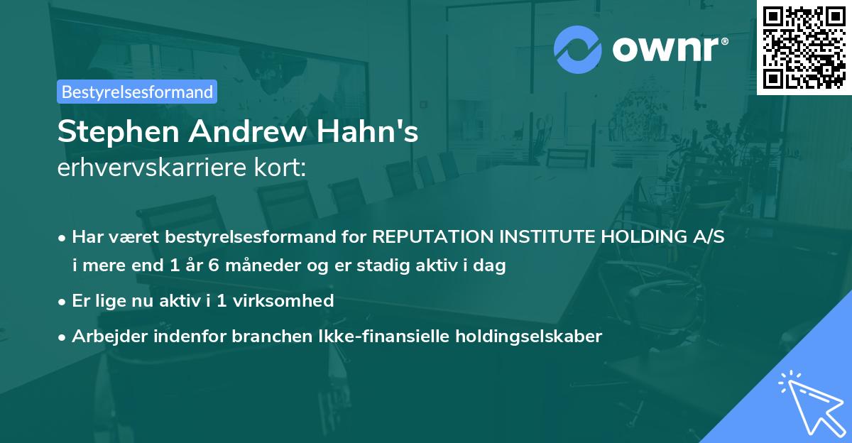 Stephen Andrew Hahn's erhvervskarriere kort