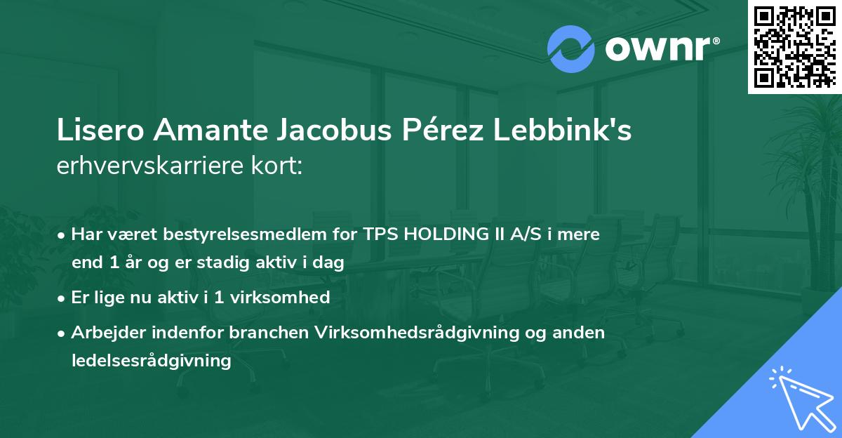 Lisero Amante Jacobus Pérez Lebbink's erhvervskarriere kort