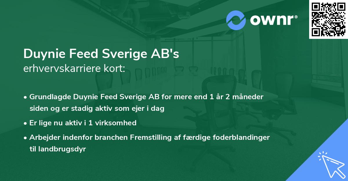 Duynie Feed Sverige AB's erhvervskarriere kort