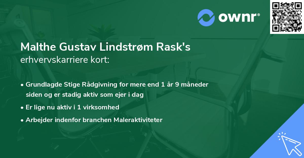 Malthe Gustav Lindstrøm Rask's erhvervskarriere kort