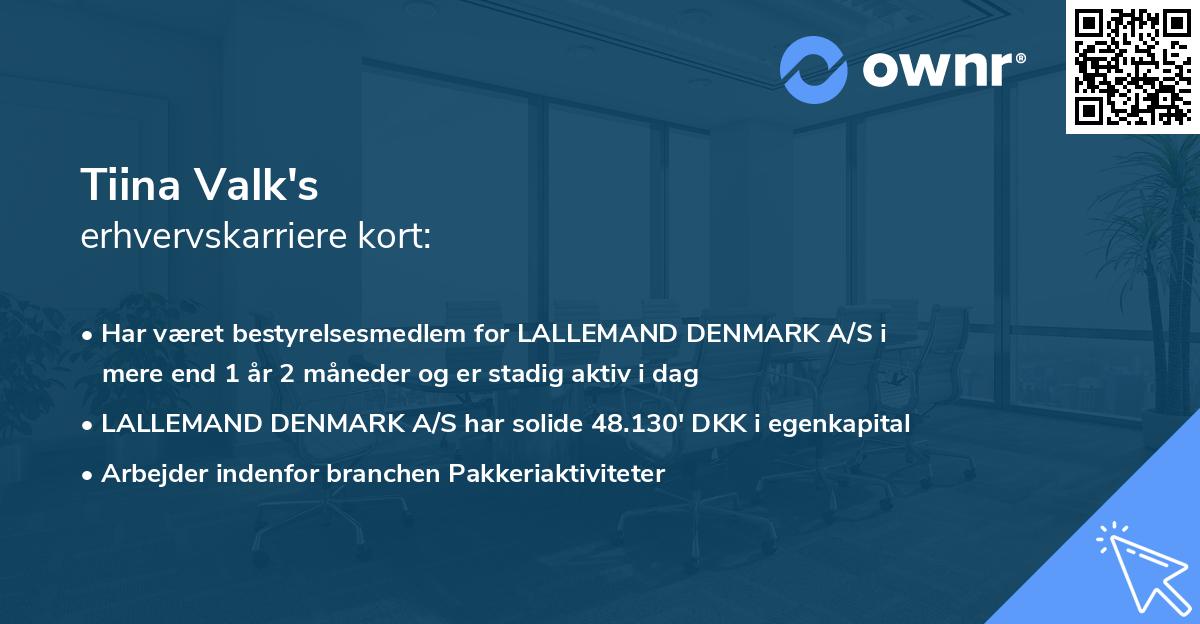 Tiina Valk's erhvervskarriere kort