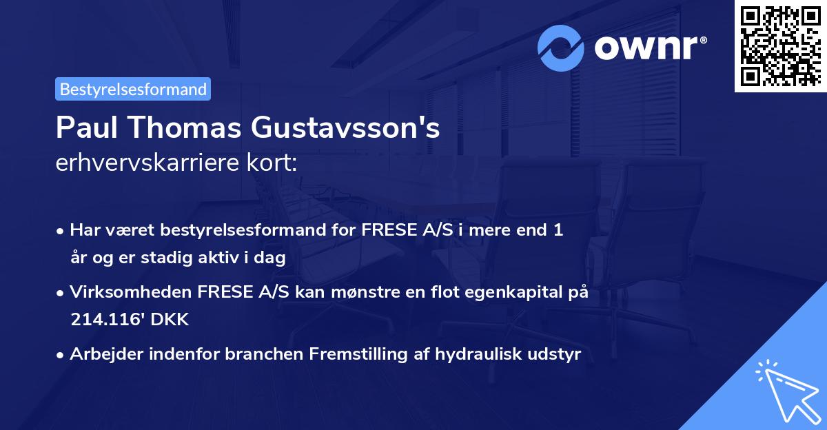 Paul Thomas Gustavsson's erhvervskarriere kort