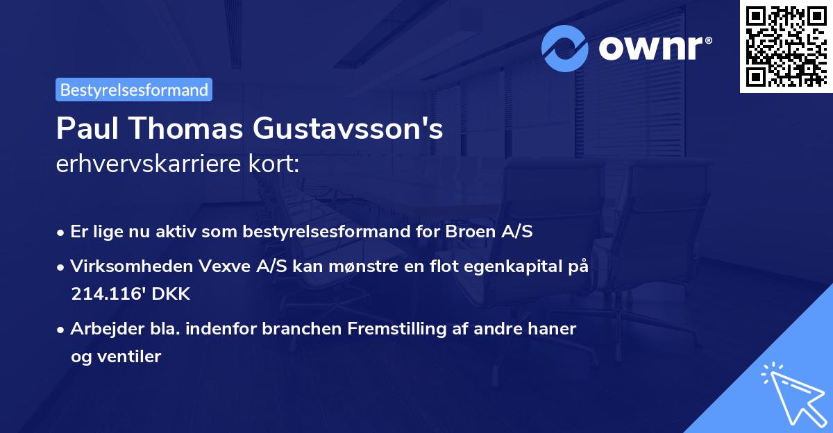 Paul Thomas Gustavsson's erhvervskarriere kort