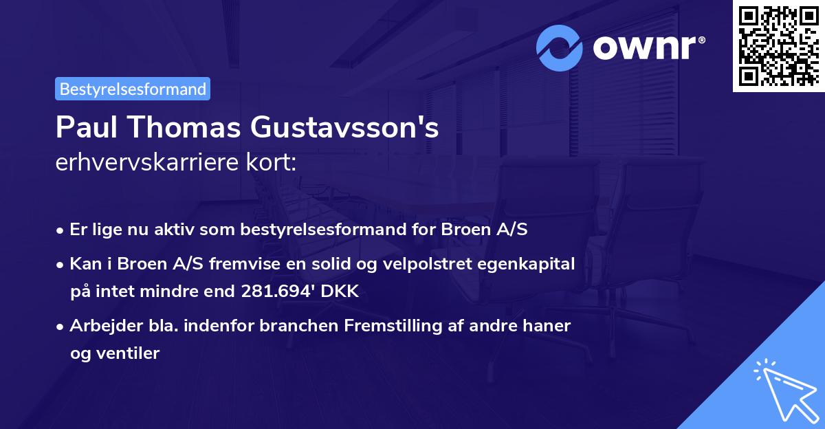 Paul Thomas Gustavsson's erhvervskarriere kort