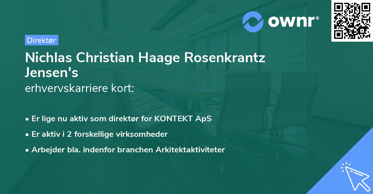 Nichlas Christian Haage Rosenkrantz Jensen's erhvervskarriere kort
