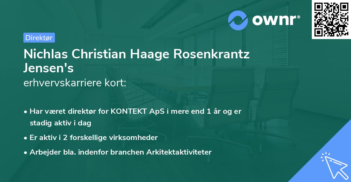 Nichlas Christian Haage Rosenkrantz Jensen's erhvervskarriere kort