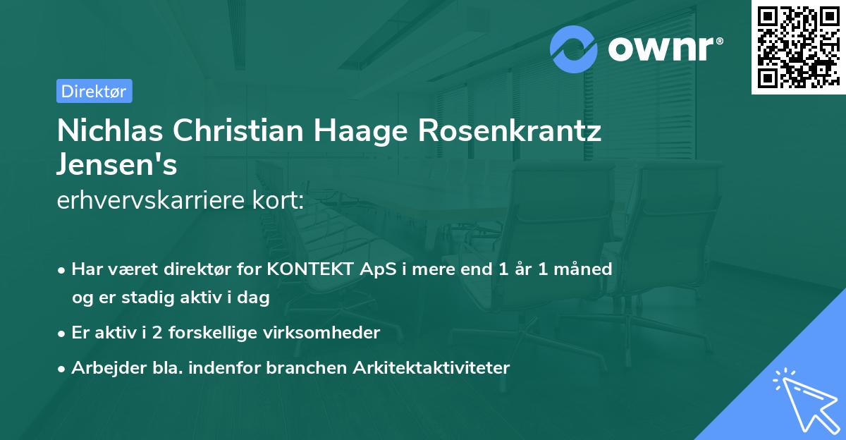 Nichlas Christian Haage Rosenkrantz Jensen's erhvervskarriere kort