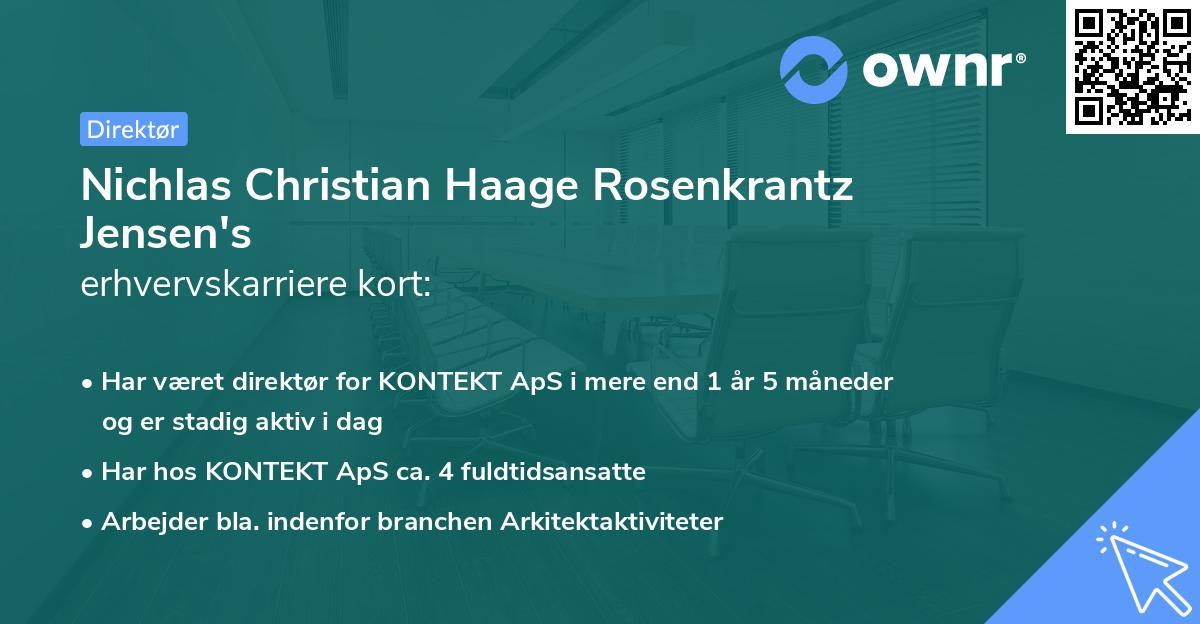 Nichlas Christian Haage Rosenkrantz Jensen's erhvervskarriere kort