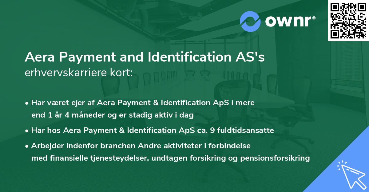 Aera Payment and Identification AS's erhvervskarriere kort