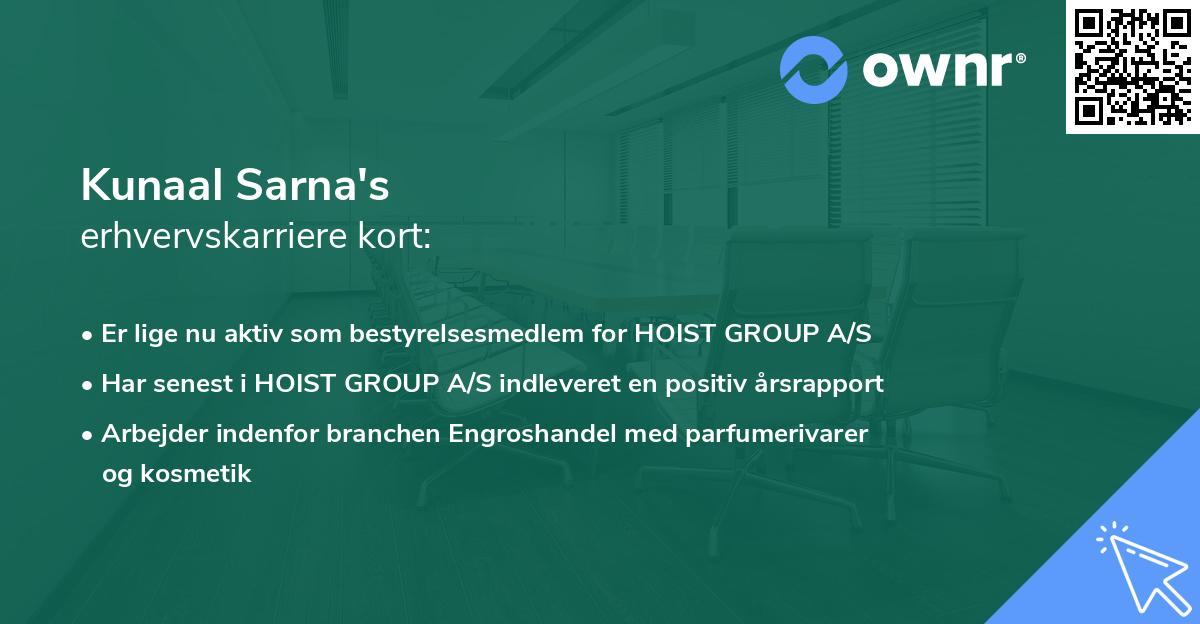 Kunaal Sarna's erhvervskarriere kort