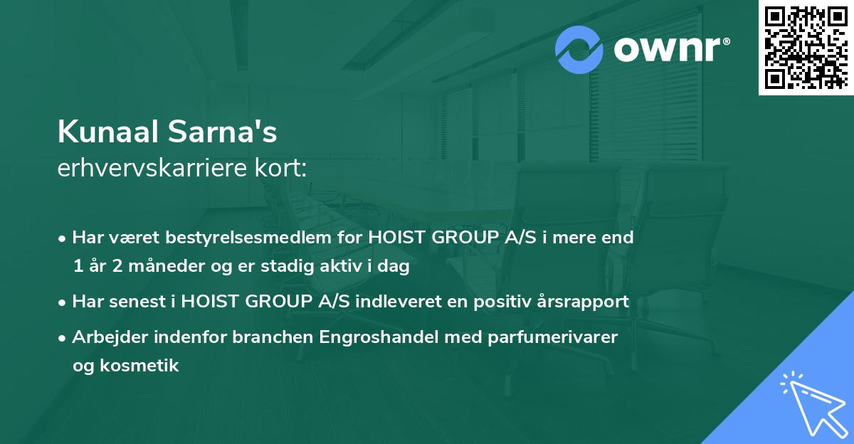 Kunaal Sarna's erhvervskarriere kort