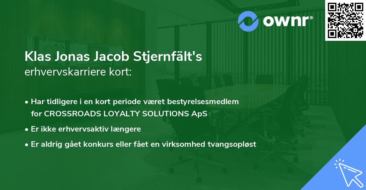Klas Jonas Jacob Stjernfält's erhvervskarriere kort