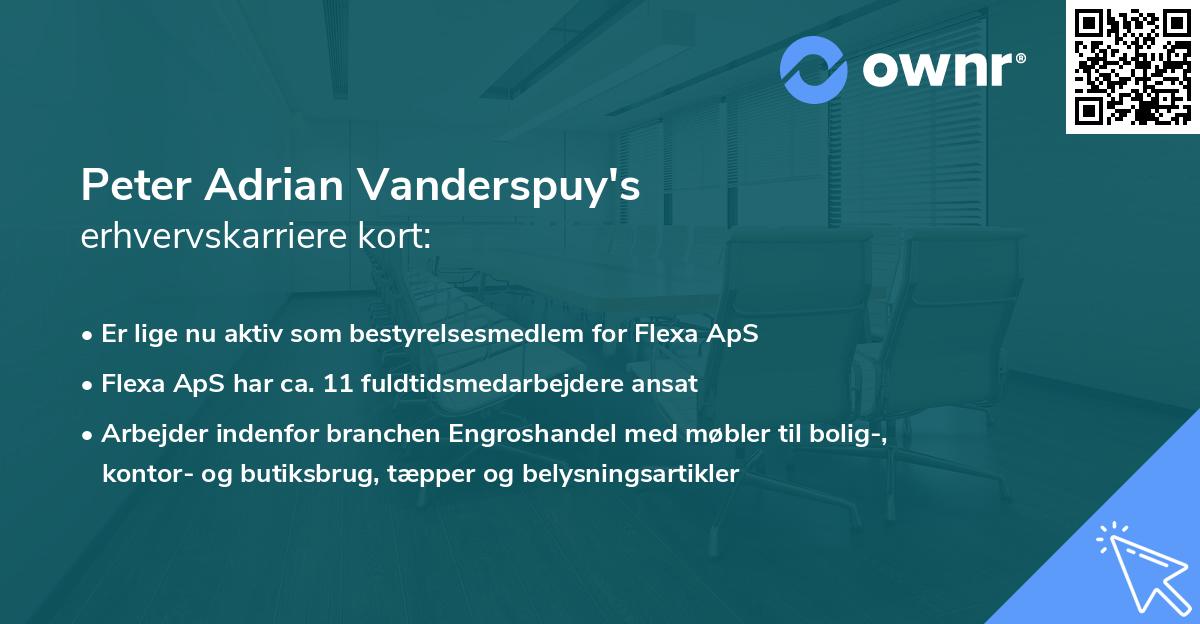 Peter Adrian Vanderspuy's erhvervskarriere kort