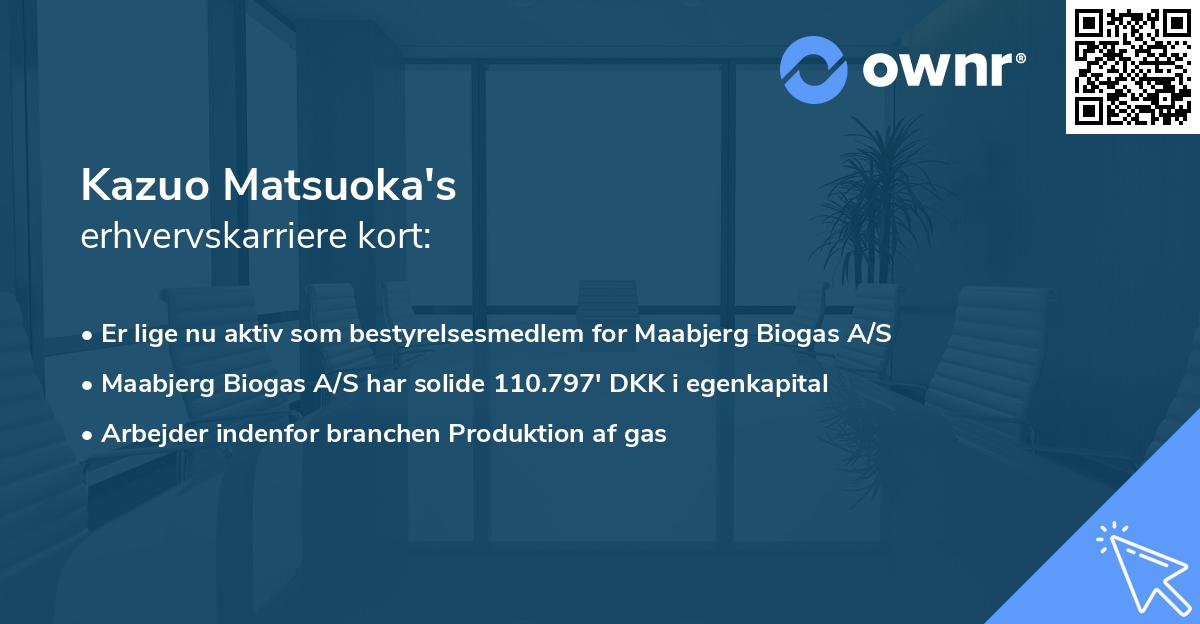 Kazuo Matsuoka's erhvervskarriere kort