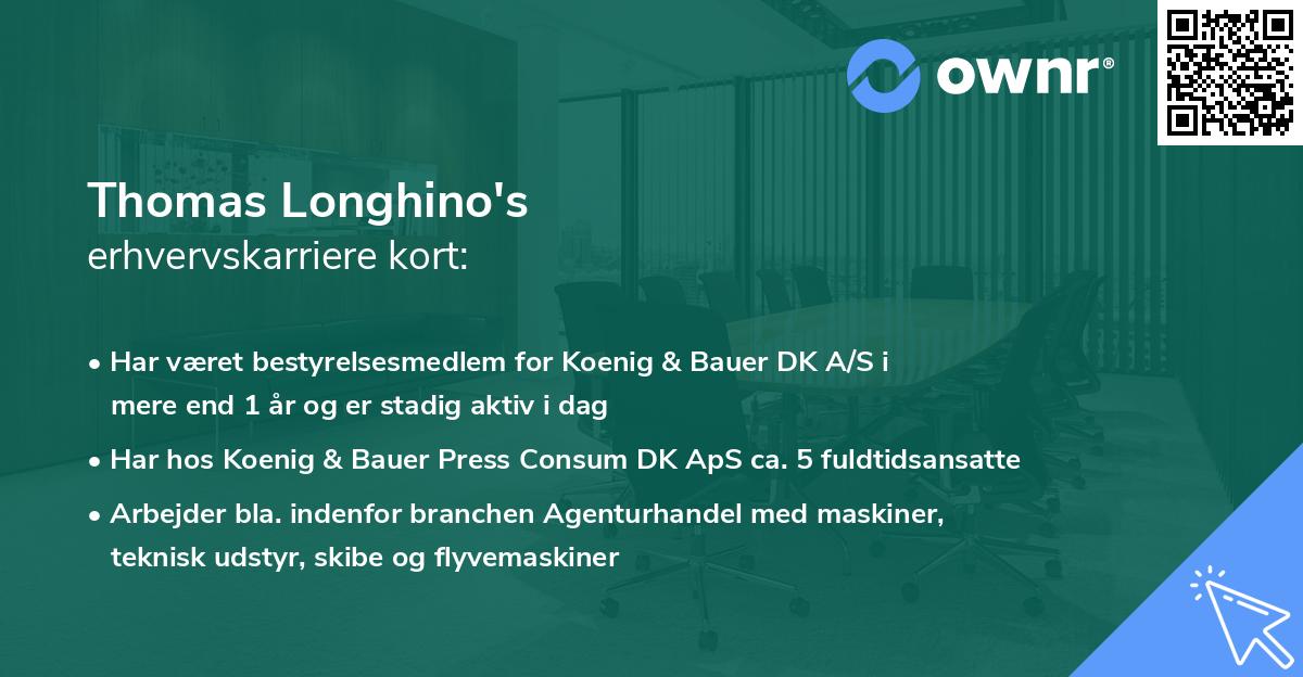 Thomas Longhino's erhvervskarriere kort