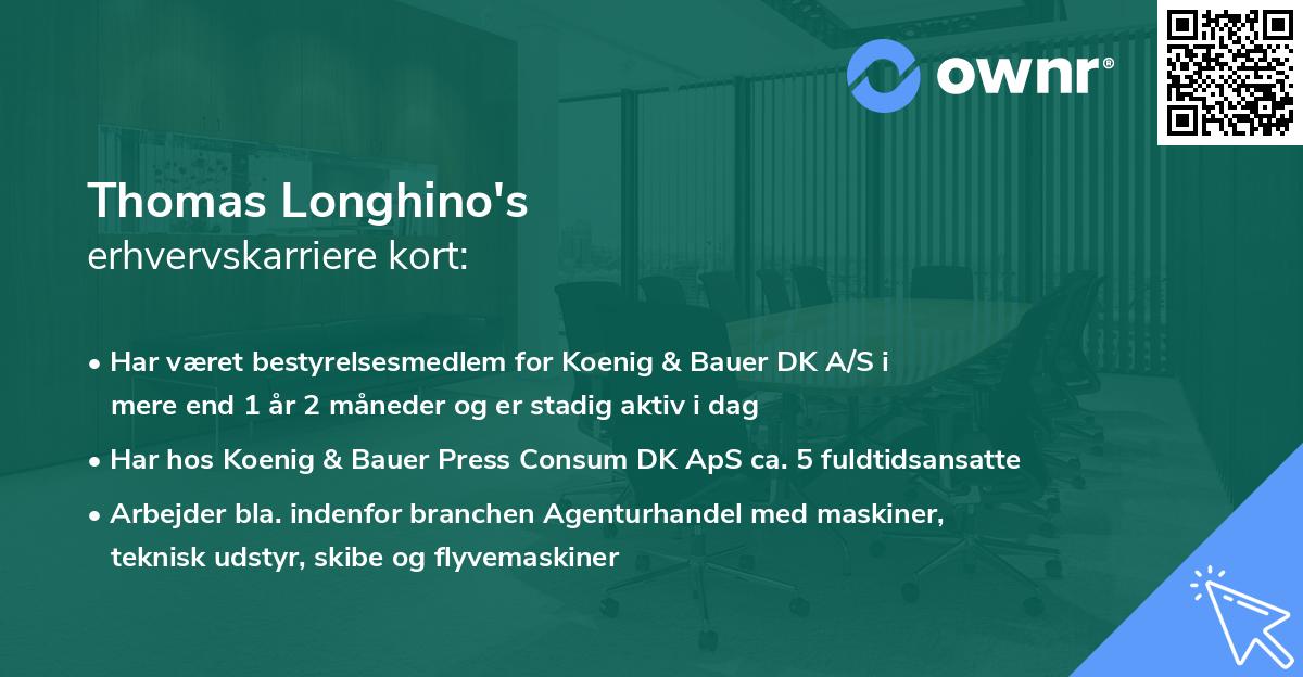 Thomas Longhino's erhvervskarriere kort