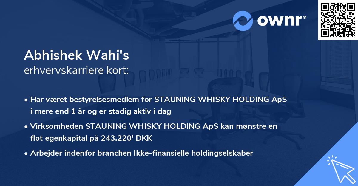 Abhishek Wahi's erhvervskarriere kort