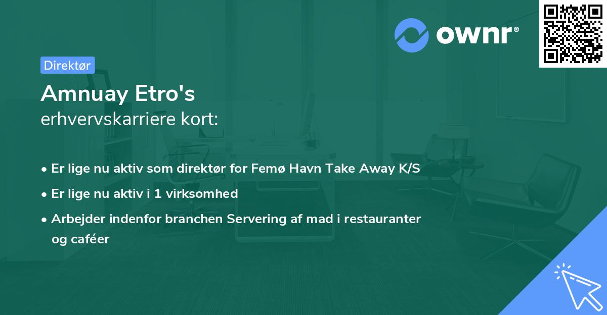 Amnuay Etro's erhvervskarriere kort