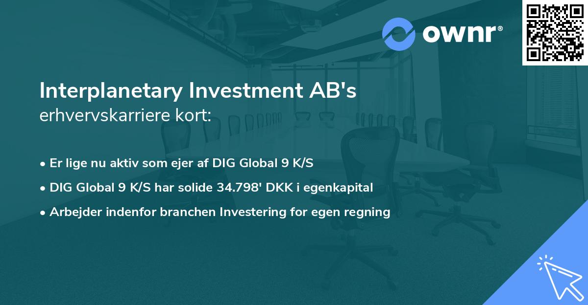 Interplanetary Investment AB's erhvervskarriere kort