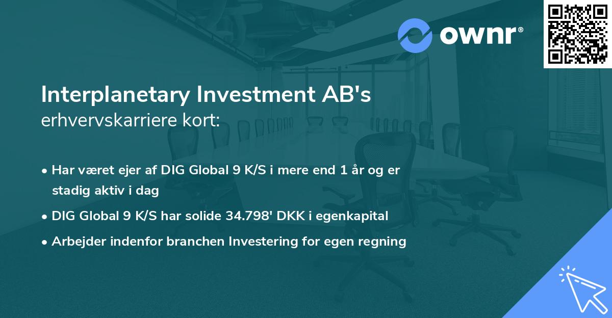 Interplanetary Investment AB's erhvervskarriere kort