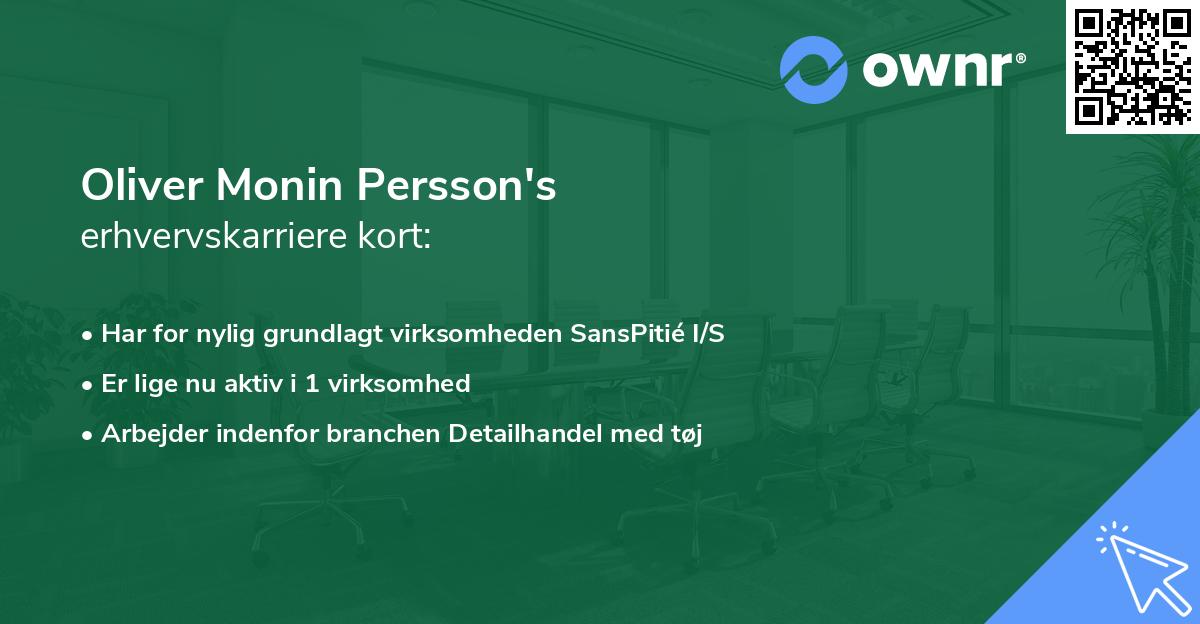 Oliver Monin Persson's erhvervskarriere kort